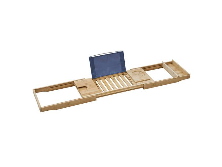 Svita Badewannenablage ORI ausziehbar Bambus, Naturfarben, Holz, 105x4x22 cm, Badezimmer, Baden & Duschen, Duschregale & Duschablagen
