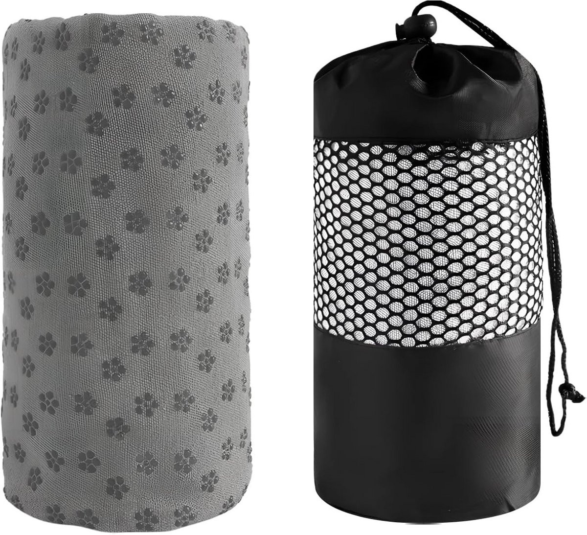 Yoga handdoek met antislip grijs 183 x 63 cm