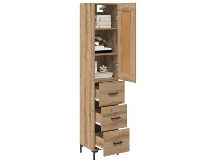 KTHLBRH Anrichte Eiche Handwerk 34,5 x 34 x 180 cm Massivholz, rechteckige Form, glatte Oberfläche, moderner Schmalschrank