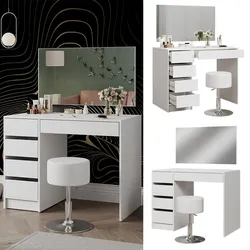 Vicco Schminktisch Thalia Weiß Hochglanz 100 cm mit Hocker