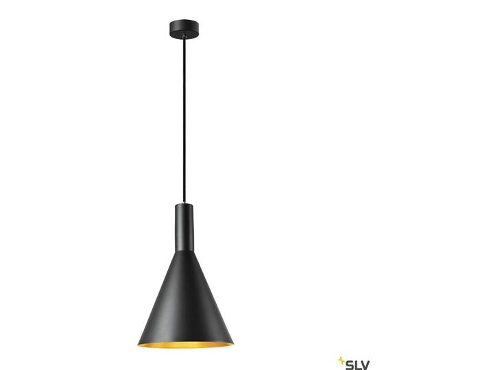 Suspension SLV Phelia 280\, douille E27\, noire et dorée\, forme conique