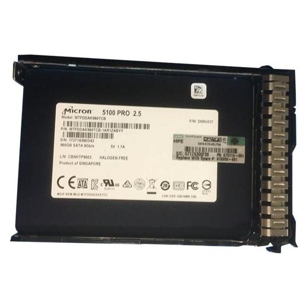 HPE SPS-DRV SSD 960GB SFF SATA MU (960 GB, 2.5") (878355-001)