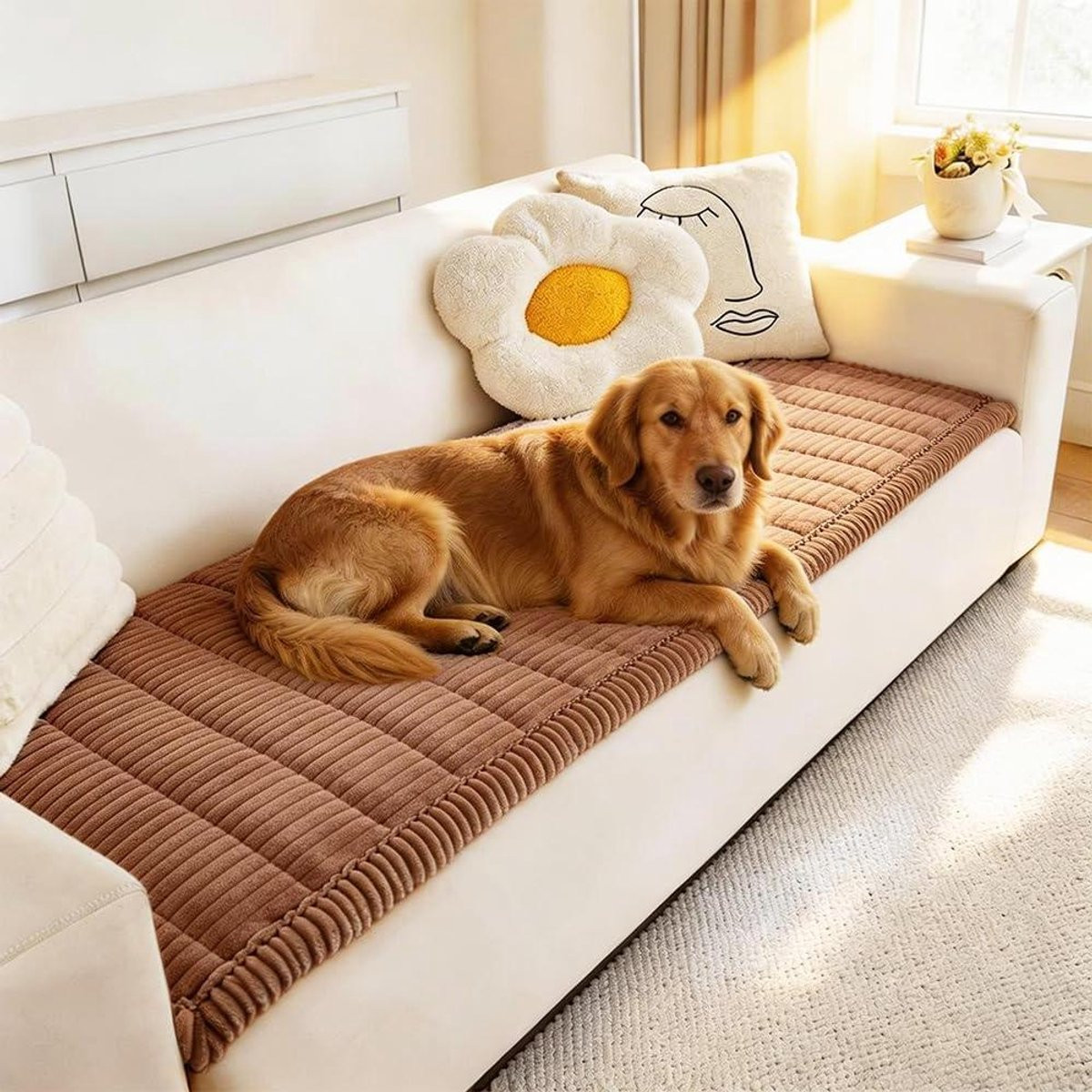 Donkerbruine antislip bankhoes voor meubels, huisdiervriendelijk, 70 x 150 cm
