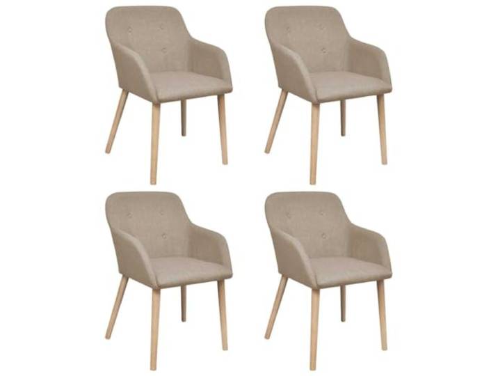 KUTYWEXFM Esszimmerstühle 4er Set Polsterstuhl mit Eichenholz Beige Ergonomische Küchenstühle mit dicker Schaumstoff-Polsterung und Beinen aus massivem Eichenholz für Wohnzimmer.