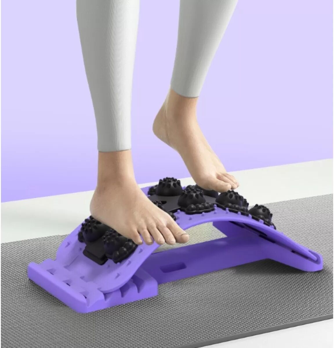 INF Yoga-Lendenstrecker – Ergonomisches Akupressur-Rückenmassagegerät mit 4-stufiger Einstellbarkeit, schaumgepolstertes