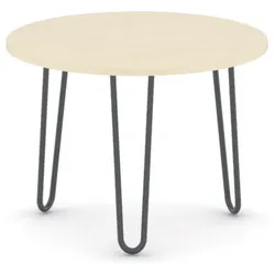 Runder Konferenztisch SPIDER, Durchmesser 60 cm, schwarzes Metallgestell, Birke