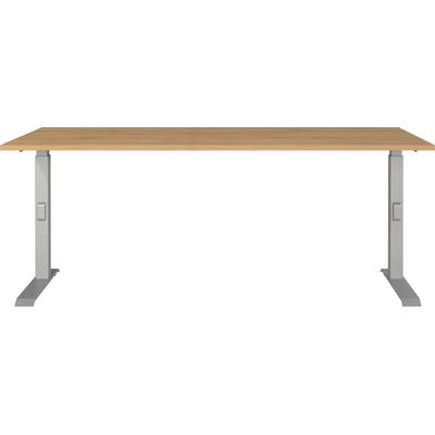 Schreibtisch GERMANIA "Downey, mechanisch höhenverstellbar", silber (grandson, eiche, nachbildung, silber, silber, grandson, eiche, nachbildung), B:180cm H:91cm T:80cm, Tische, Schreibtisch, Höhe 68-91cm, mechanisch höheneinstellbar, Metallfuß, Made...