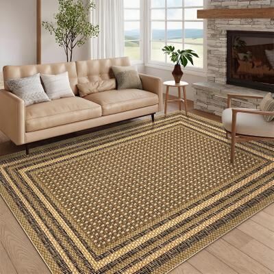 Garvee Modern Imitation Linen Texture Print Area Rug