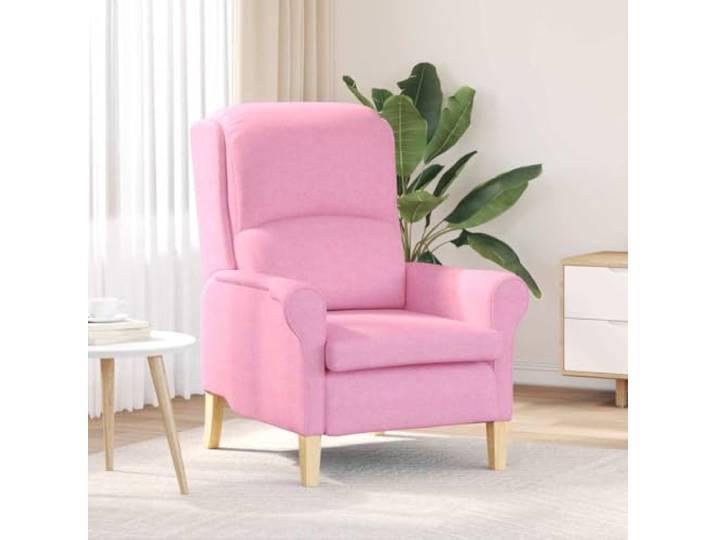 Moderner Sessel aus rosa Stoff mit Rahmen aus technischem Holz, für Weicher und langlebiger Stoff, Schaumstoff- und Faserkissen, Rahmen aus Holz, moderner Stil, einfache Reinigung durch