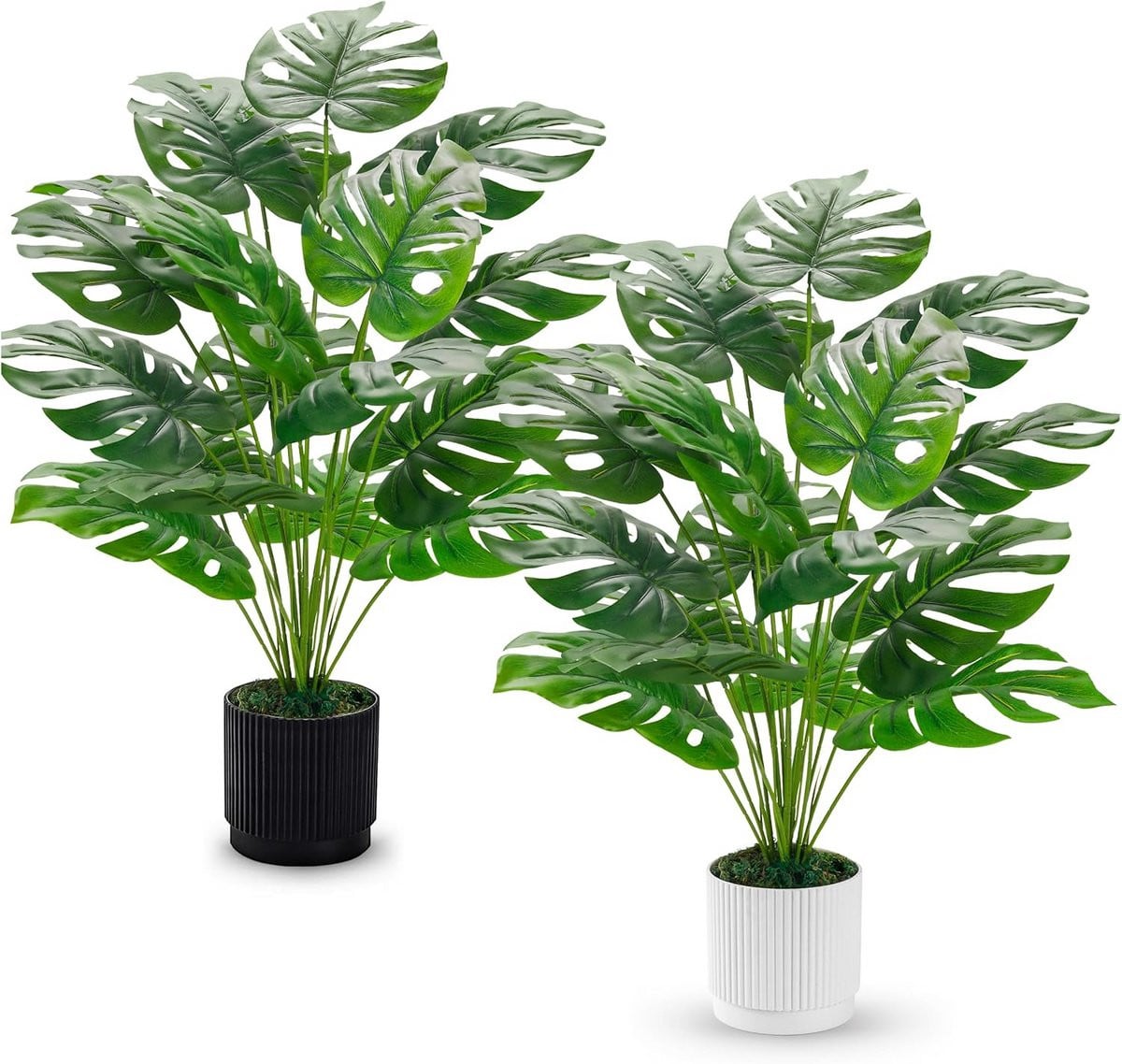 Set van 2 realistische kunstplanten Monstera - Groen