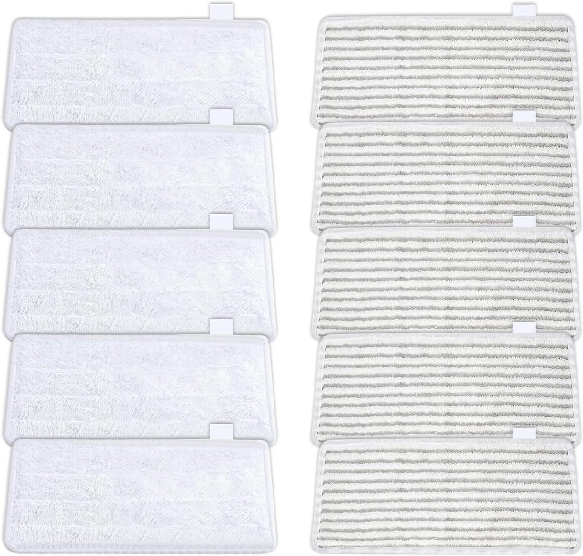 10 stuks reservehoezen voor Vileda Steam PLUS XXL stoomreiniger, 5x grijze chenille en 5x witte gestructureerde microvezel reservepads