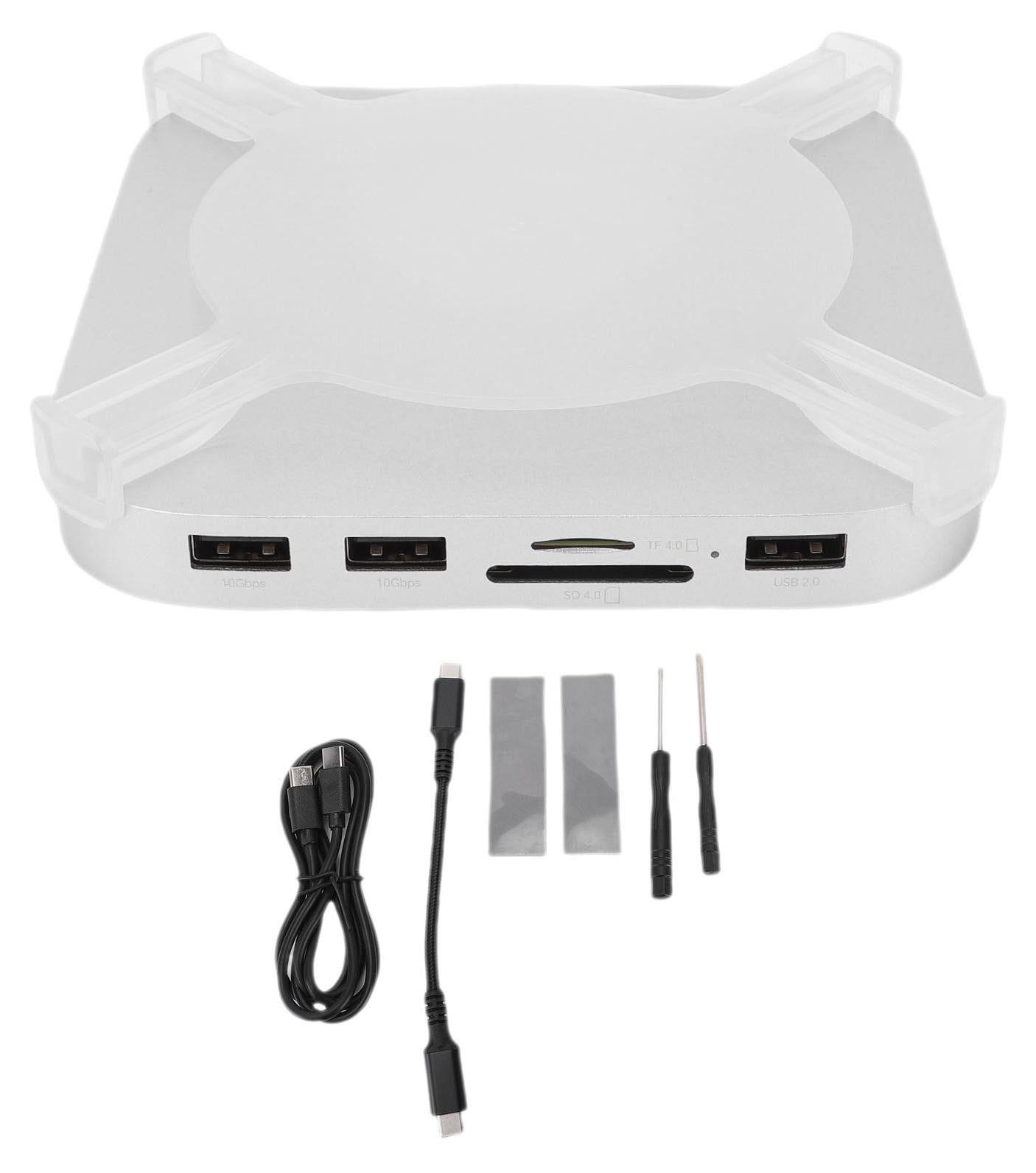 Gistuch Dockingstation en standaard voor M4 Pro-computer met NVMe SSD-behuizing, USB-A naar USB-C adapter en SD-kaartslot 4.0