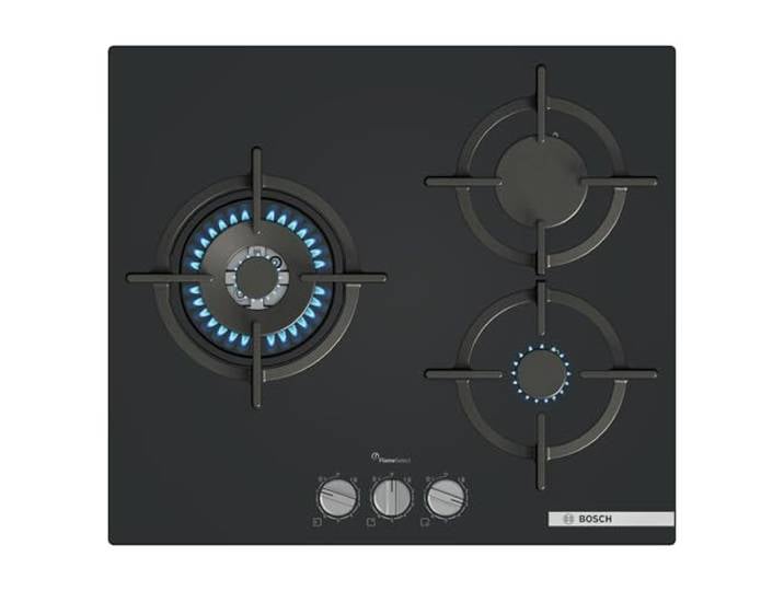 Bosch, Gaskochfeld, Serie 6, 3 Zonen, Gasstop, schwarz, PPC6A6I10 Sicheres Kochen mit leckeren Ergebnissen mit präziser Flammensteuerung in 9 Stufen.