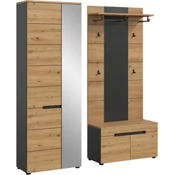 Garderobe CANU 3-teilig Eiche, Grau