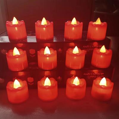 Uplift Treasures Flameless LED Tea Light Candles Realistic Flickering Wax Effect b 12 pack