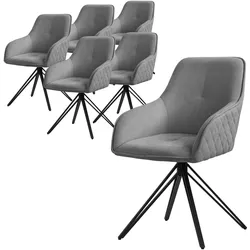 ESSZIMMERSTUHL 2er Set drehbar Grau Webstoff