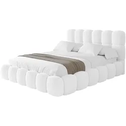 POLSTERBETT mit Bettkasten und Lattenrost, Boxbett ohne Matratze - LEYA 160x200 Weiß