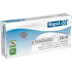 Rapid, Büroklammer, Heftklammern 26/6 6 mm 5000 Stücke (10 Stück) (5000x)