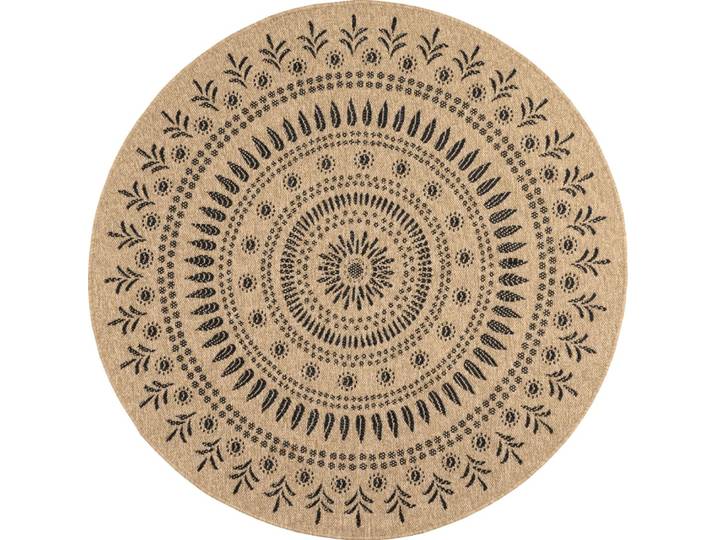 Tapis intérieur et extérieur effet jute oriental noir diamètre 120
