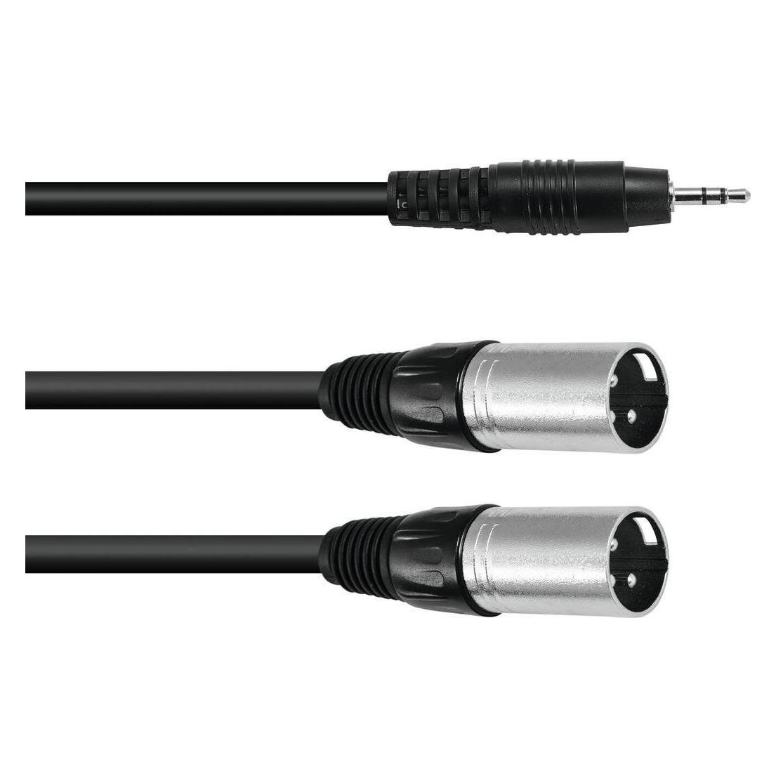 Omnitronic Adapterkabel 3,5 Klinke/2xXLR(M) 1,5m sw (1.50 m, XLR Kabel) (30225158)