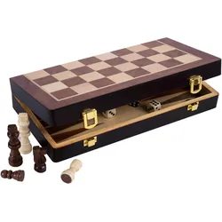 Longfield Schachspiel aus Holz, klappbar 30 x 30 x 5,5 cm - Eschenholz