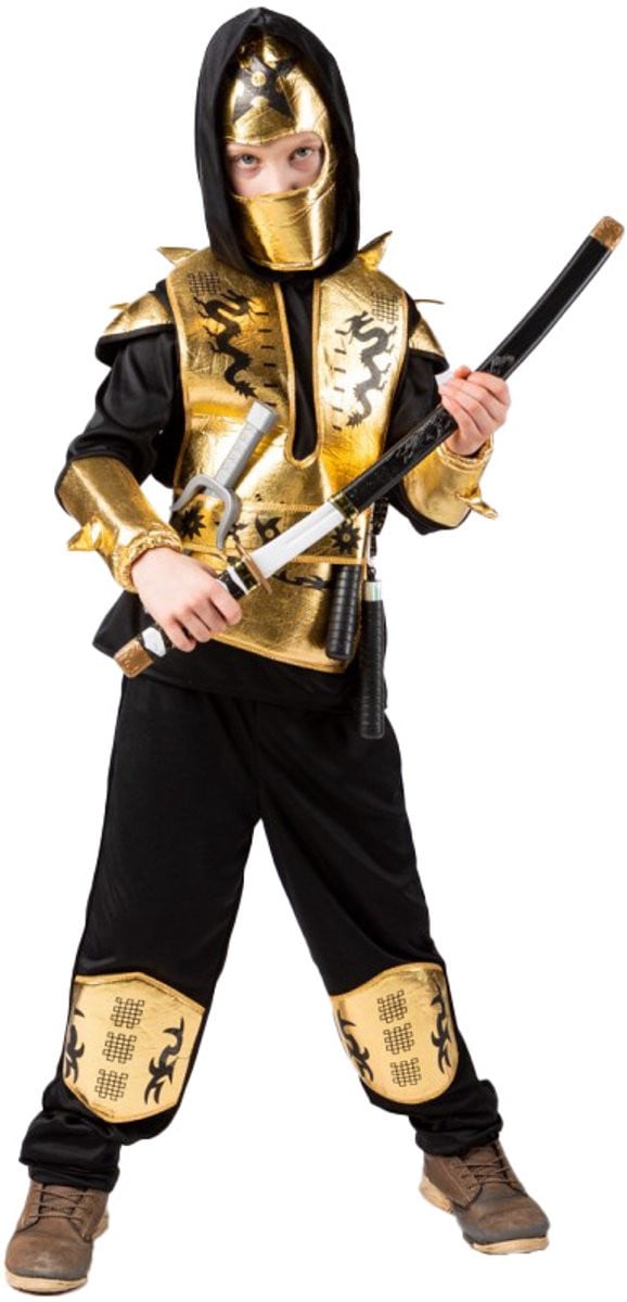 Ninja Kostuum Kind Goud - Maat 116/128