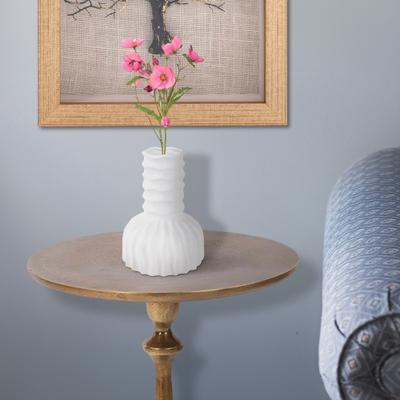 Allan Andrews Matte White Ceramic Rib Textured Bulbous Abstract Vase Collection