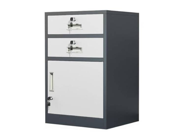 MYRTFK Abschließbarer Aufbewahrungsschrank, Metall, abschließbar, Organizer Verstellbare Einlegeböden und Schubladen – sicherer schwarzer Büroschrank für übersichtliche(Gray,2Drawer)