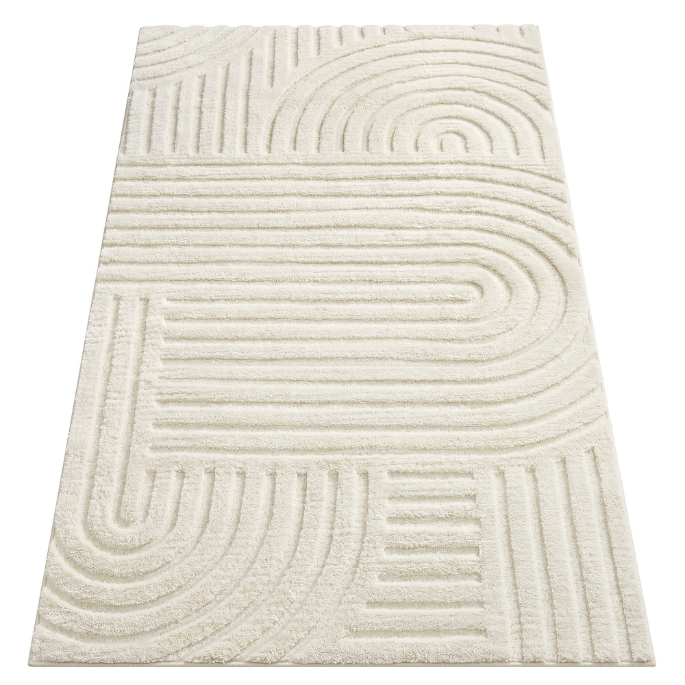 SONGMICS Teppich 3D Cremeweiß 150x80 cm maschinenwaschbar rutschfest TAR131WZ02
