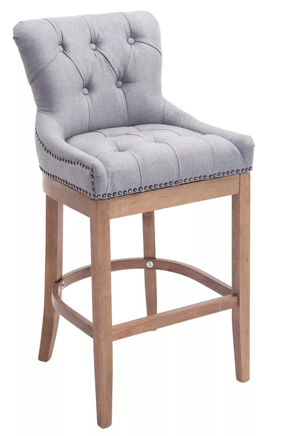 And Outdoor Match barkruk Leann - Chesterfield-stijl - Lichtgrijs - Zit hoogte: 74 cm