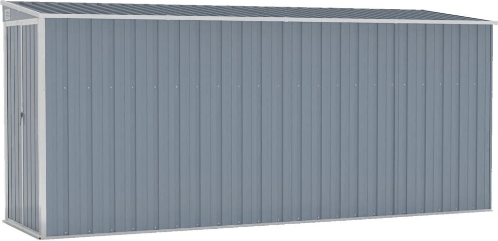 Anbauschuppen Grau 118x382x178 cm Verzinkter Stahl