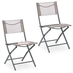 Relaxdays Gartenstuhl klappbar 2er Set Creme,Silber