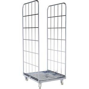 HMH Rollbehälter Nutzhöhe 1660mm, verzinkt, Stahlbodenplatte 710 x 800mm, 2-seitig