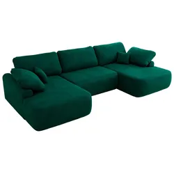WOHNLANDSCHAFT CUBO U Dunkelgrün Velvet