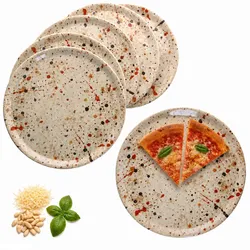 6x Pizzateller Granito Ø31,5cm XL-Teller 6 Personen 3D Steinoptik