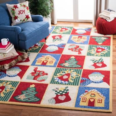 SAFAVIEH Handmade Chelsea Asha Novelty Christmas Wool Rug