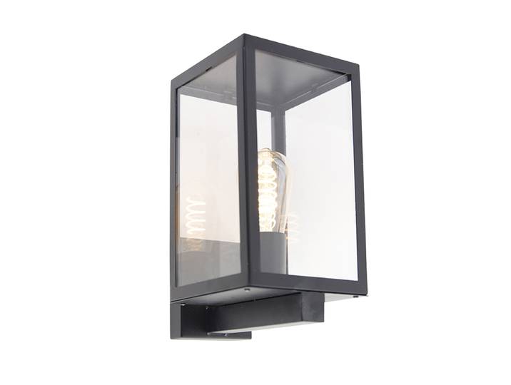 Applique murale d'extérieur moderne noire avec verre 30 cm -