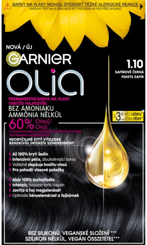 Garnier Olia Big Kit coloration cheveux permanente teinte 1.10 Black Sapphire 1 pcs
