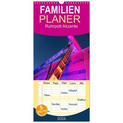 Familienplaner 2026 - Ruhrpott Akzente mit 5 Spalten (Wandkalender, 21 x 45 cm) CALVENDO