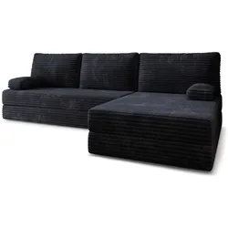 ECKSOFA ANKO modulares Boneless Sofa mit Schlaffunktion Schwarz Kordstoff