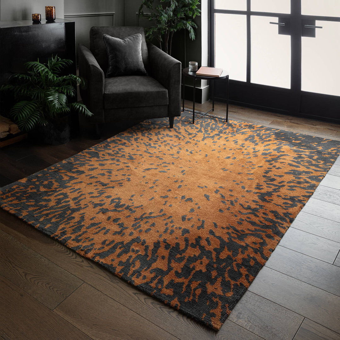 Fairmont Park Alaisdair Splash Abstract Orange Black Area Rug Orange Rectangle 200 x 290 cm