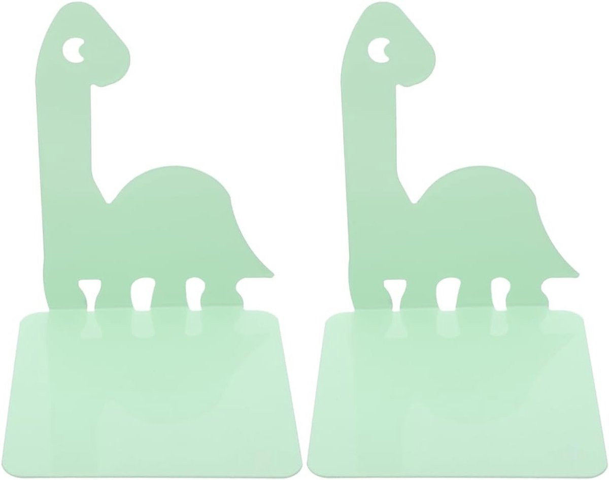 Dino Boekensteunen voor Kinderen - Groene Metalen Boekensteunen voor Planken