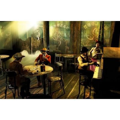 Fototapete PAPERMOON "SALOON-WILD WEST NOSTALGIE RETRO VINTAGE BAR COWBOY XXL", bunt, B:4m L:2,6m, Vlies, Tapeten
