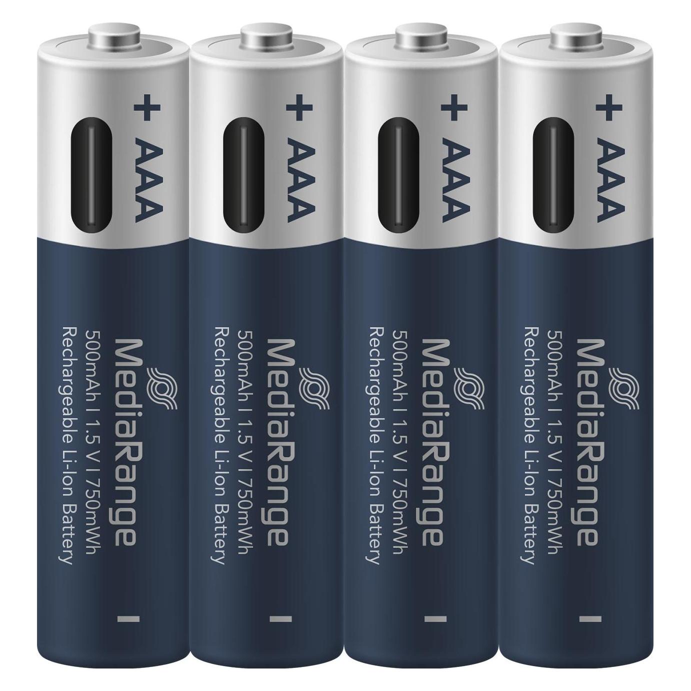 MediaRange Rechargeable USB-C (4 Stk., AAA, 500 mAh) (MRBAT160)