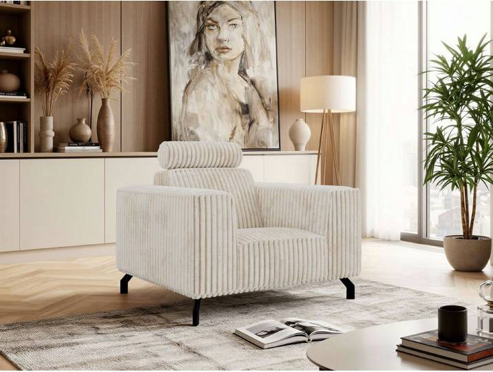 MKS MÖBEL Loungesessel VESANO (Set, mit verstellbarer Kopfstütze), Polstersessel, 1-Sitzer Einzelsessel