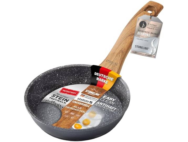 STONELINE Back to Nature Bratpfanne, 16 cm, antihaftbeschichtete Pfanne mit echten Steinpartikeln, alle Herdarten inkl. Induktion, fettfreies Braten