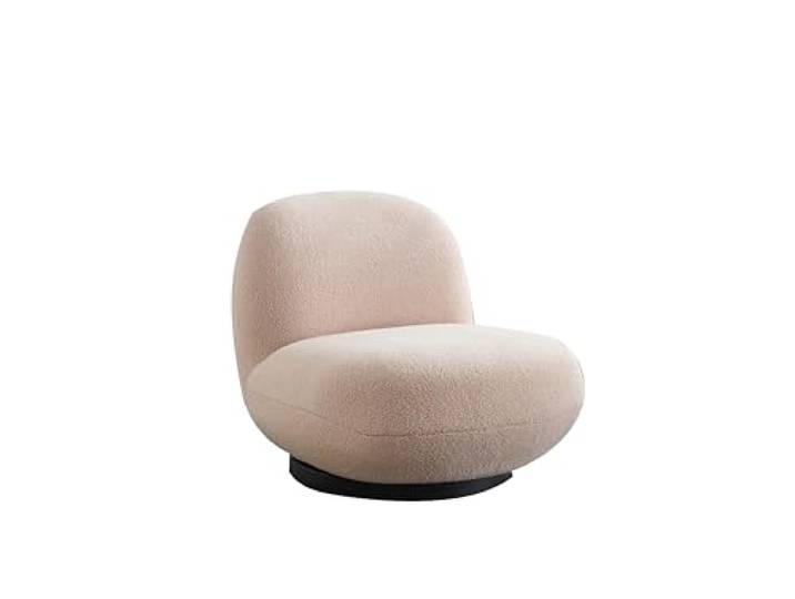 le canapé Sessel Loungesessel Relaxsessel Drehsessel Emma aus Teddy Bouclé (Beige)