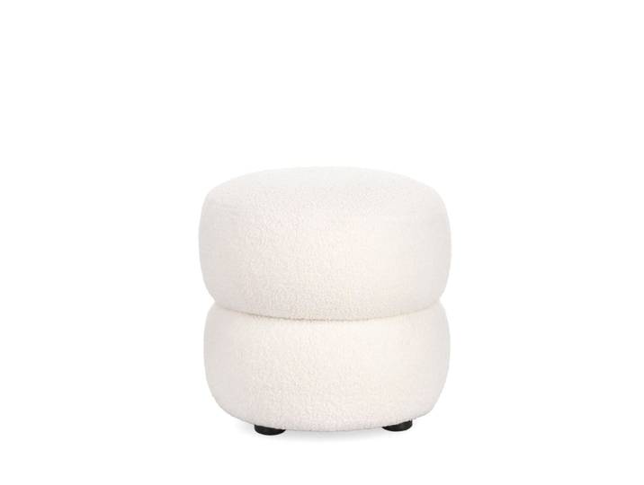 Pouf rond d41 en tissu blanc
