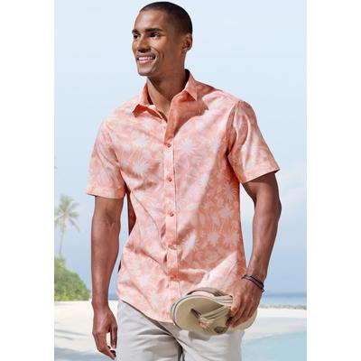 Hawaiihemd BEACHTIME "- Kurzarmhemd mit sommerlichem Palmen Druck", Herren, Gr. XXXL (47/48), N-Gr, orange (koralle, bedruckt), Web, Obermaterial: 100% Baumwolle, gemustert, regular fit, ohne Ausschnitt, abgesteppte Kante, Hemden Hawaiihemd,...