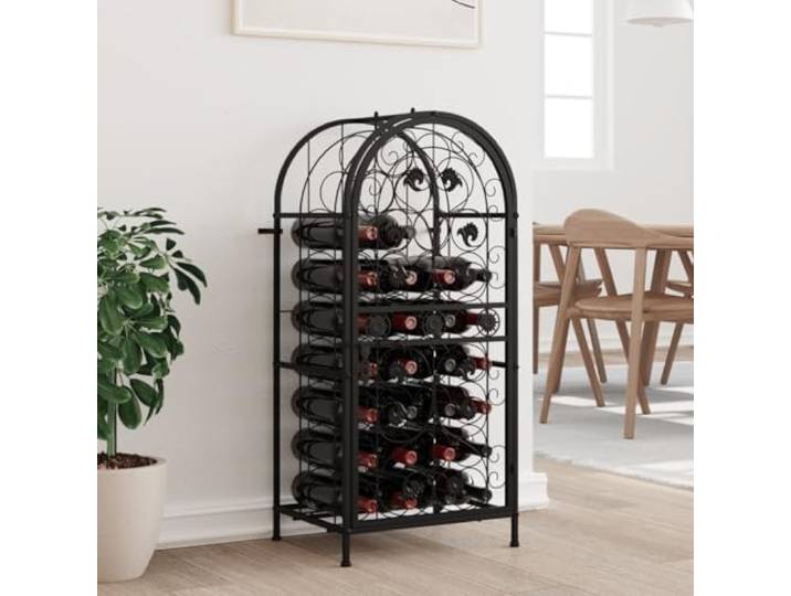 HBBMGYD Flaschenregal für 33 Flaschen, Schwarz, 45 x 36 x 100 cm Abschließbar, Wandbefestigungen inklusive, für Bar, Keller, Küche, elegantes Design